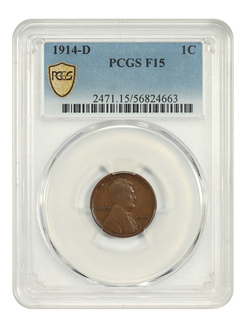 Key Date 1914-D Lincoln Wheat Cent 1C PCGS F15 BN (1 of 5)