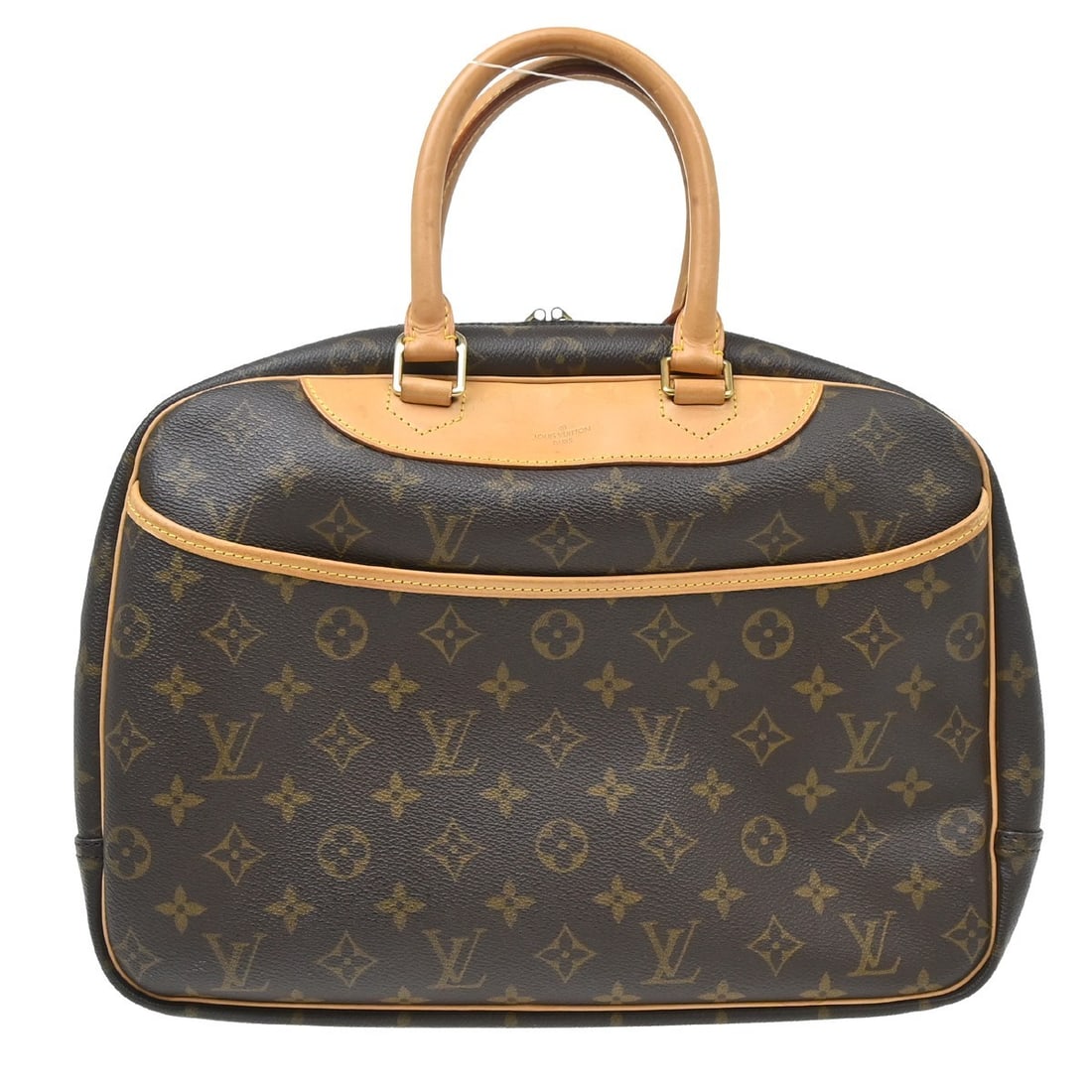 Louis Vuitton Deauville Brown Canvas Handbag: Louis Vuitton Deauville Brown Canvas Handbag Louis Vuitton Deauville in brown monogram canvas. This handbag is made in France and is presented in good condition with visible wear. The leather exterior
