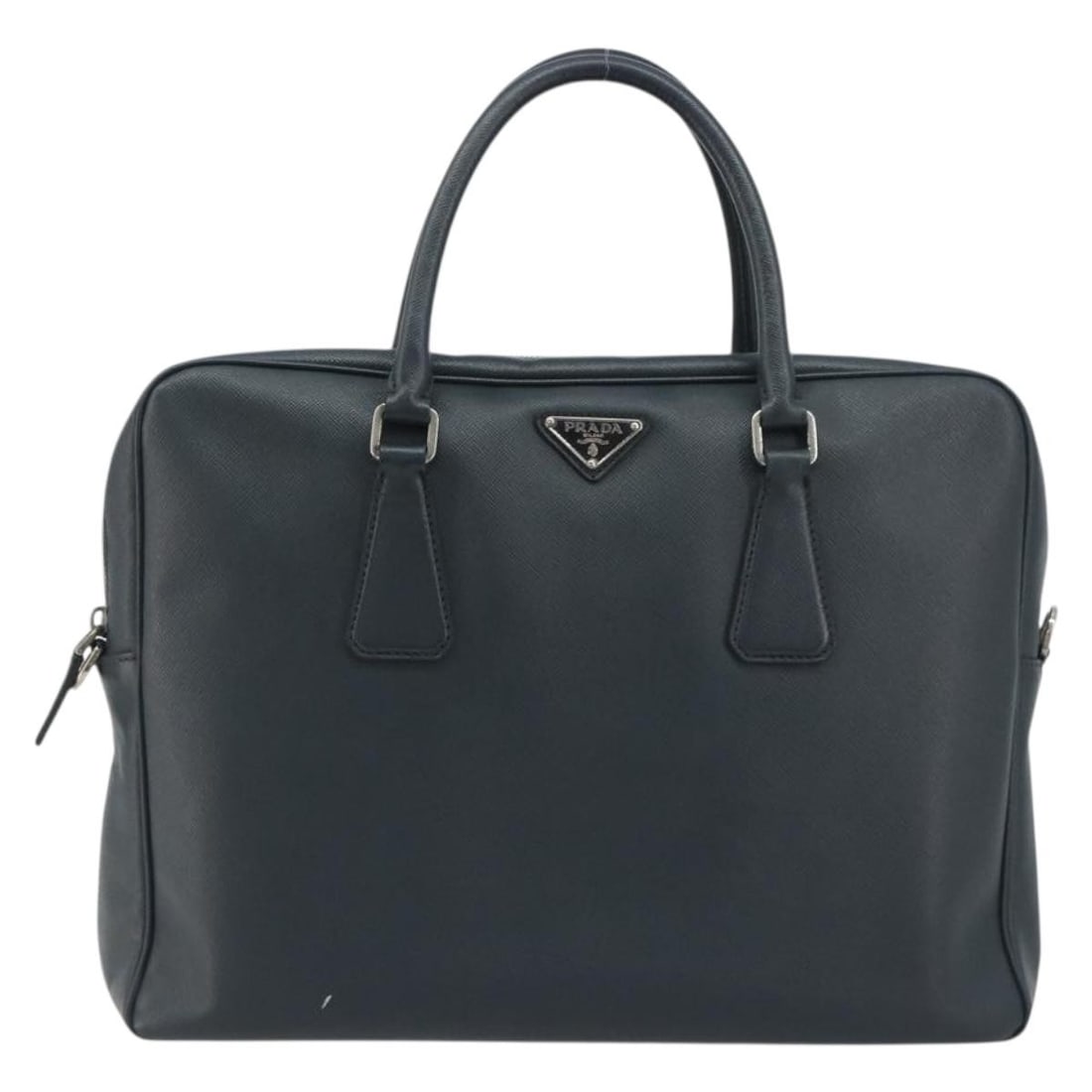 Prada Zip Around Navy Leather Bag: Prada Zip Around Navy Leather Bag Prada Zip Around Saffiano Leather in navy leather, designed as a unisex piece. It measures 36 cm wide, 28 cm high, and 8 cm long, and was made in Italy. Condition is 
