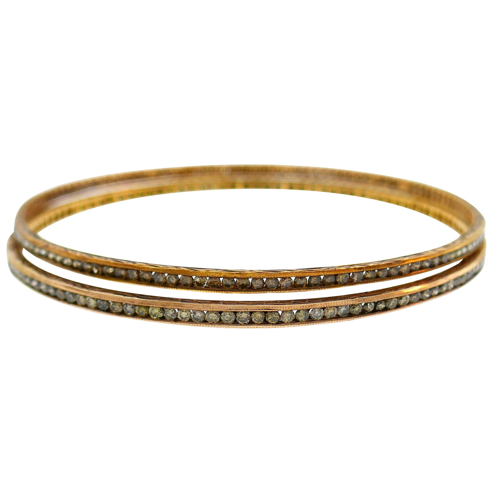 Pair of Cynthia Bach 14k Rose Gold Diamond Bangle Bracelets (1 of 10)