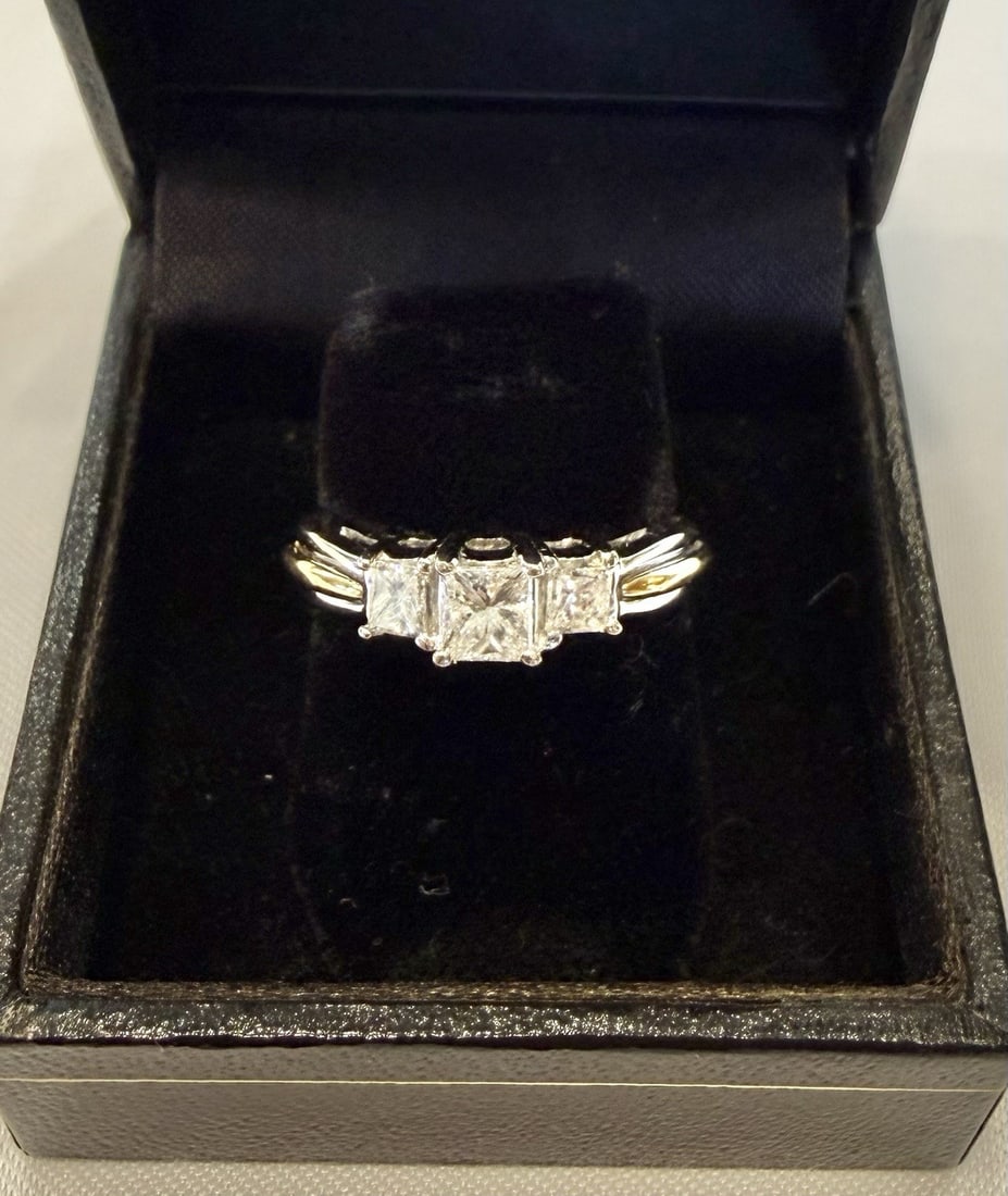 Tiffany and Co 18k Yellow White Gold Diamond Ring Signed Size 6: Tiffany and Co 18k Yellow White Gold Diamond Ring Signed Size 6 This elegant ring features a beautiful combination of 18k yellow and white gold, accented with diamonds. The ring is size 6 and showcase