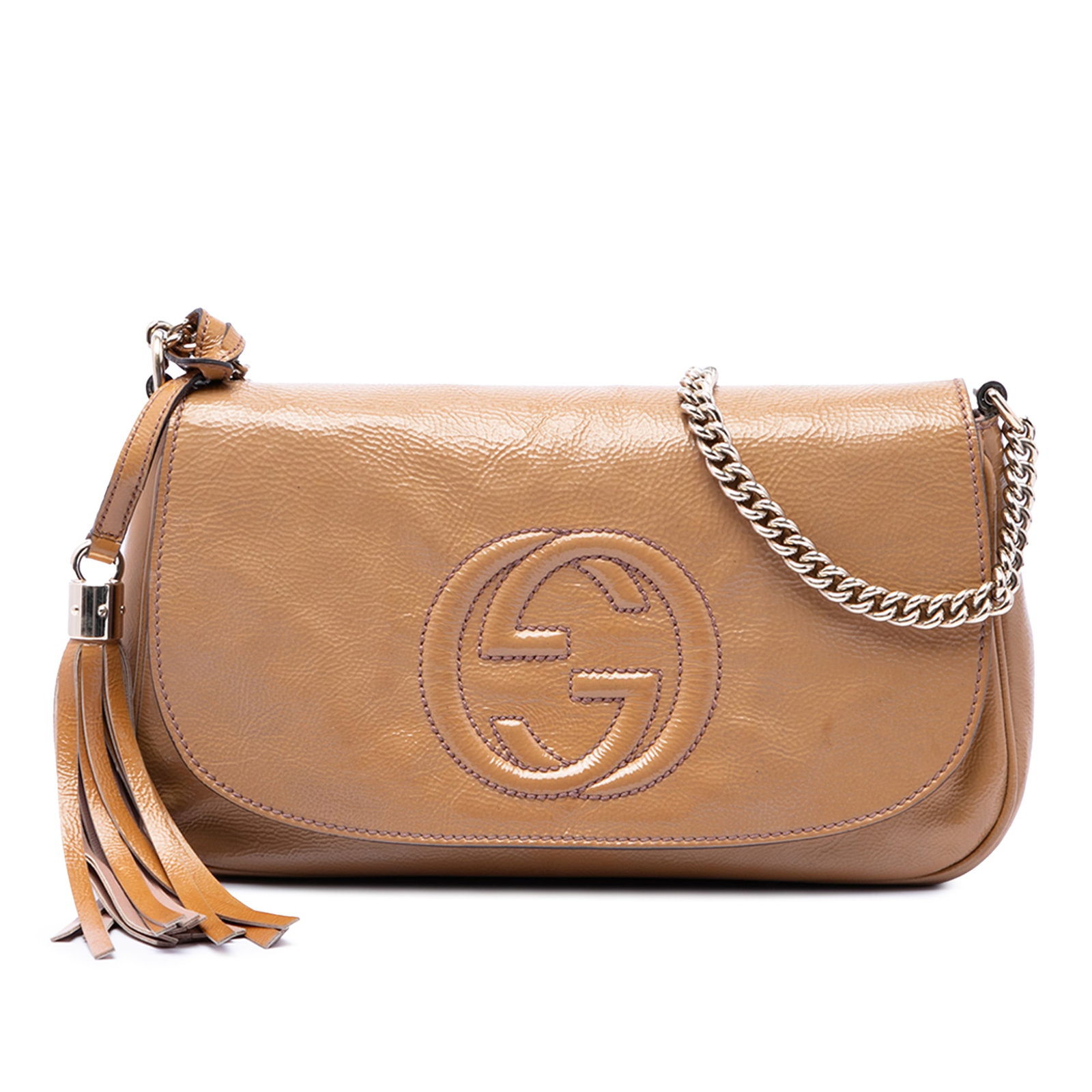 Gucci Soho Patent Leather Flap Crossbody Bag Brown (1 of 6)