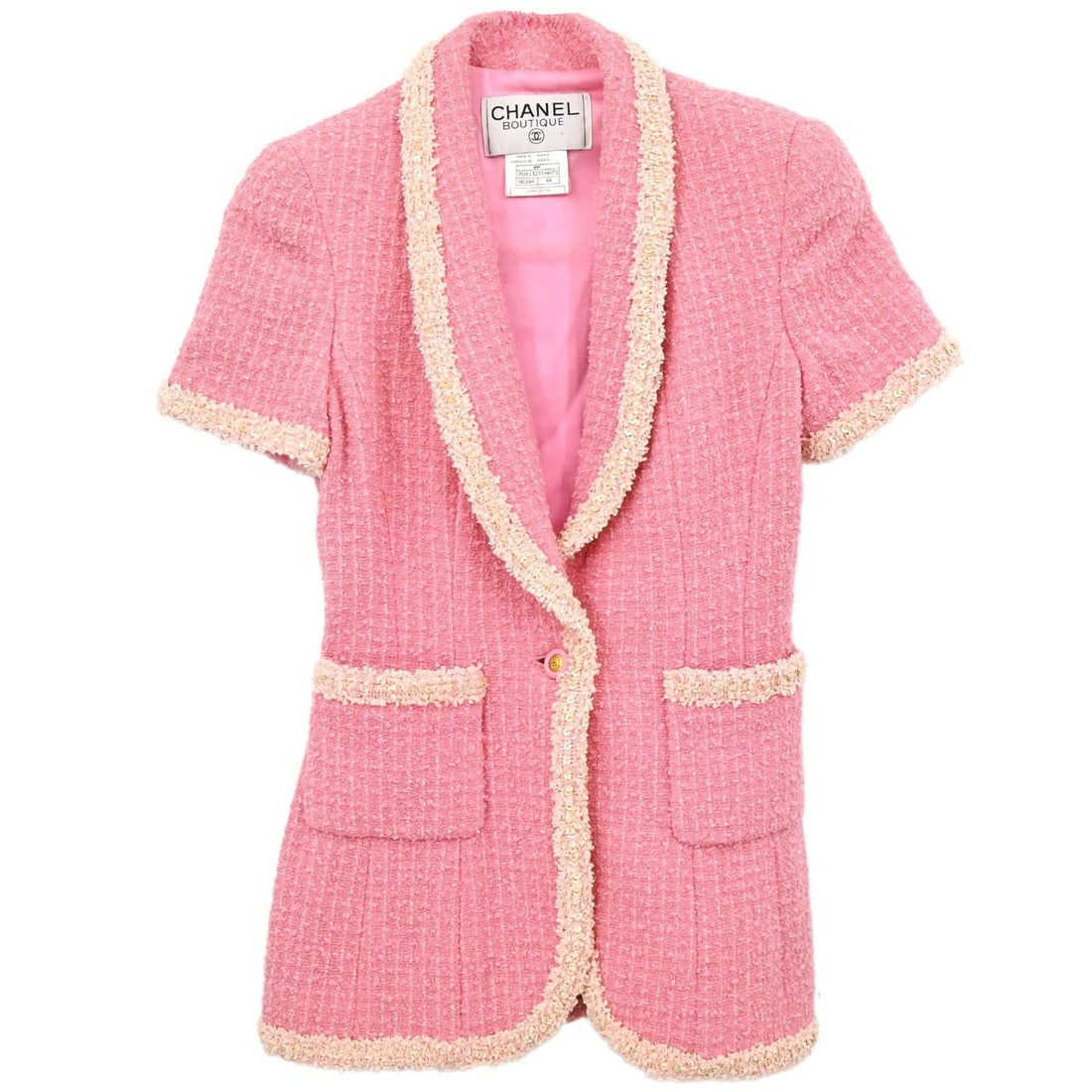 CHANEL 95P Pink Tweed Sequin Jacket FR 34 (1 of 15)