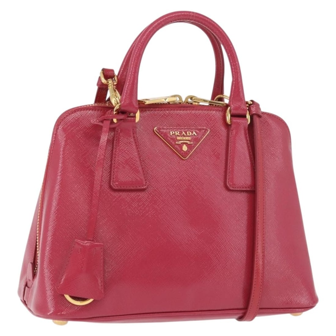 PRADA Saffiano Leather 2way Hand Bag Pink Gold Italy (1 of 18)