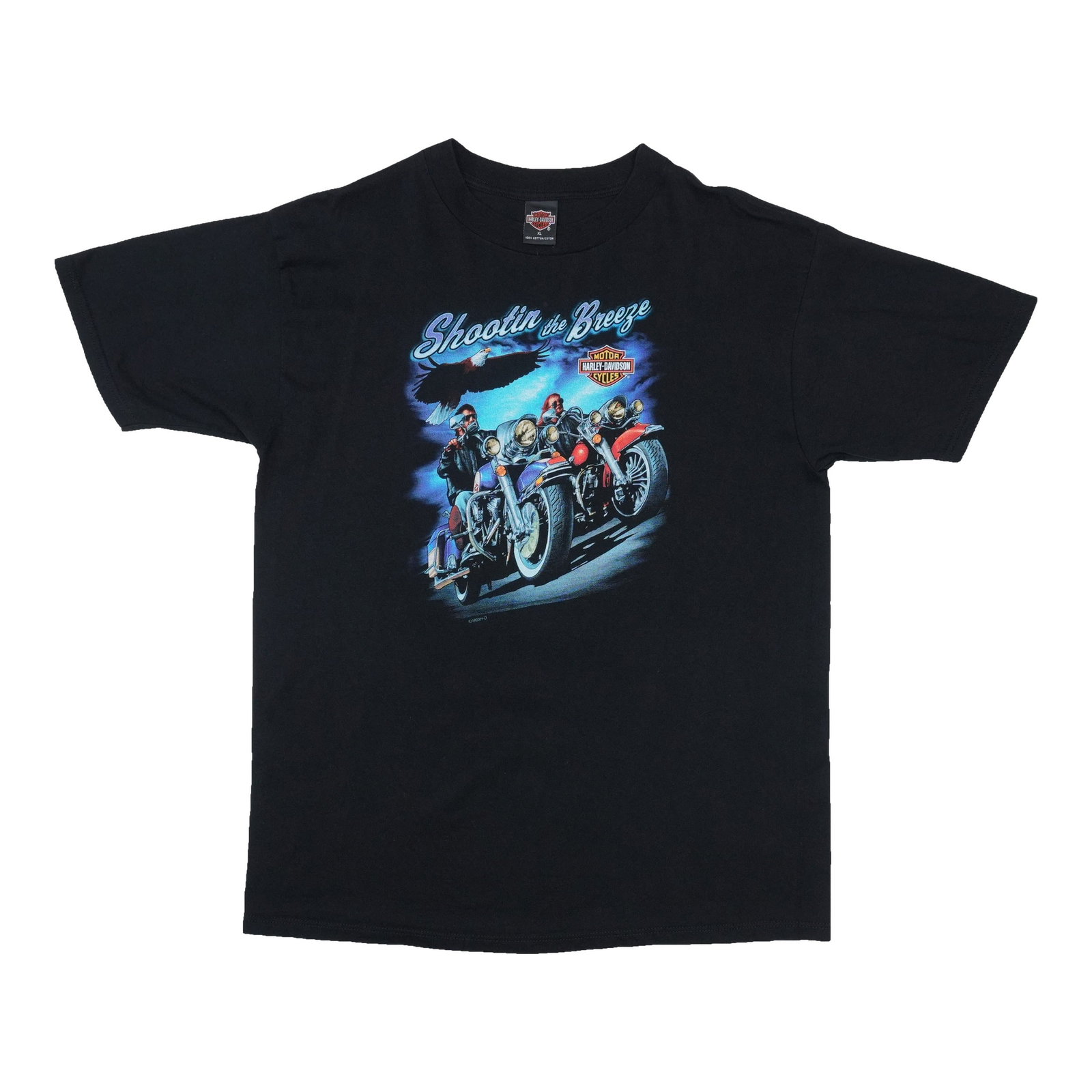 Harley Davidson Shootin The Breeze Black Cotton Shirt XL 1999: Harley Davidson Shootin The Breeze Black Cotton Shirt XL 1999 Authentic vintage 1999 Harley Davidson Shootin The Breeze shirt. This original vintage tee is not a modern reproduction and is presented i