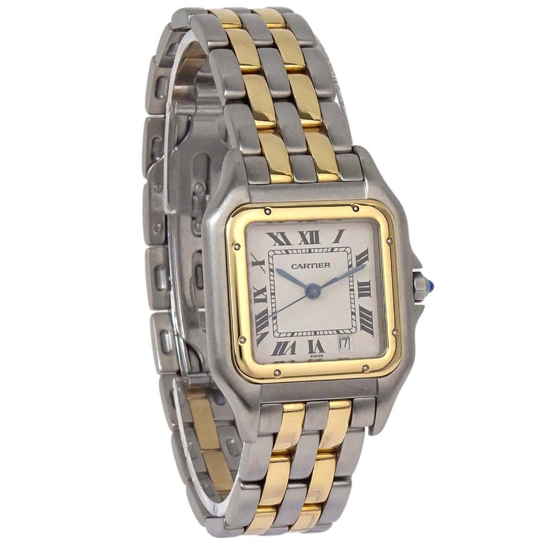 Cartier Panthere 2-Row Quartz Wristwatch 18KYG Stainless Steel MM (1 of 10)