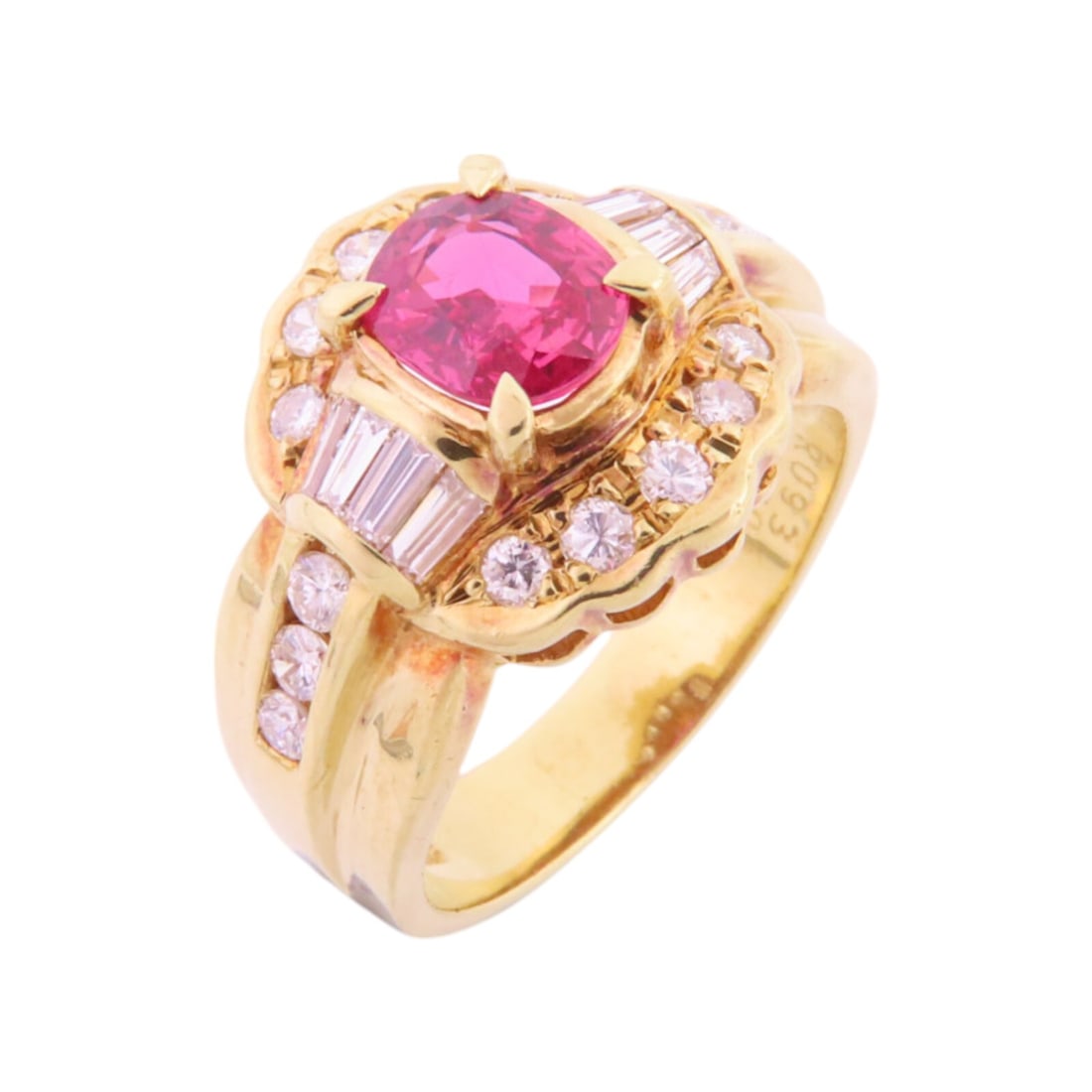 18K Yellow Gold Ruby Diamond Ring Size 5.5 (1 of 7)