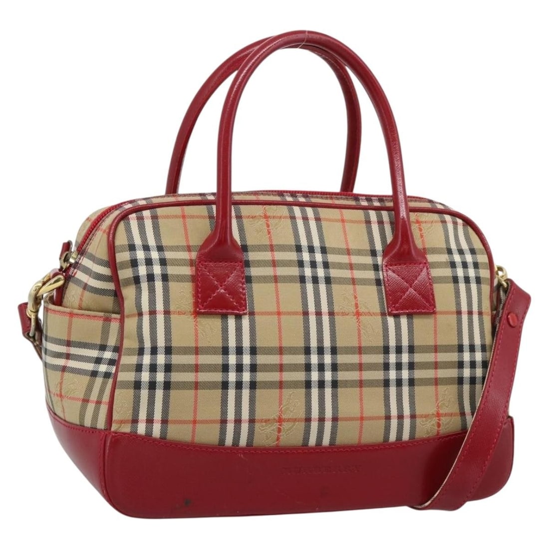 Burberry 2way Nova Check Canvas Handbag Beige Red with Shoulder Strap (1 of 18)