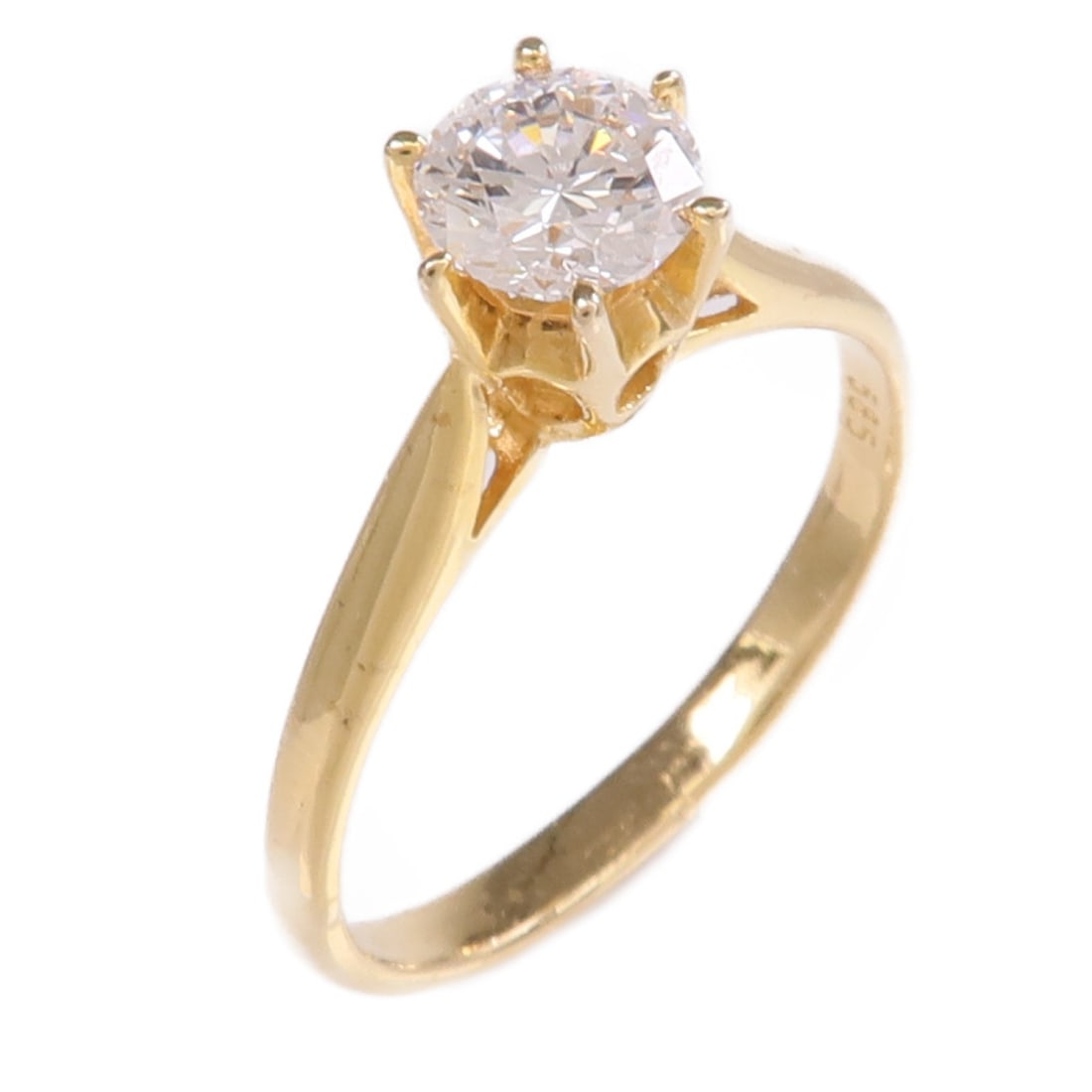14K Yellow Gold Diamond Ring Size 4.75 for Women: 14K Yellow Gold Diamond Ring Size 4.75 for Women Diamond ring in 14K yellow gold with a clear diamond design. It is a women's regular-size ring in US size 4.75, with a ring width of 1.5 mm and a motif