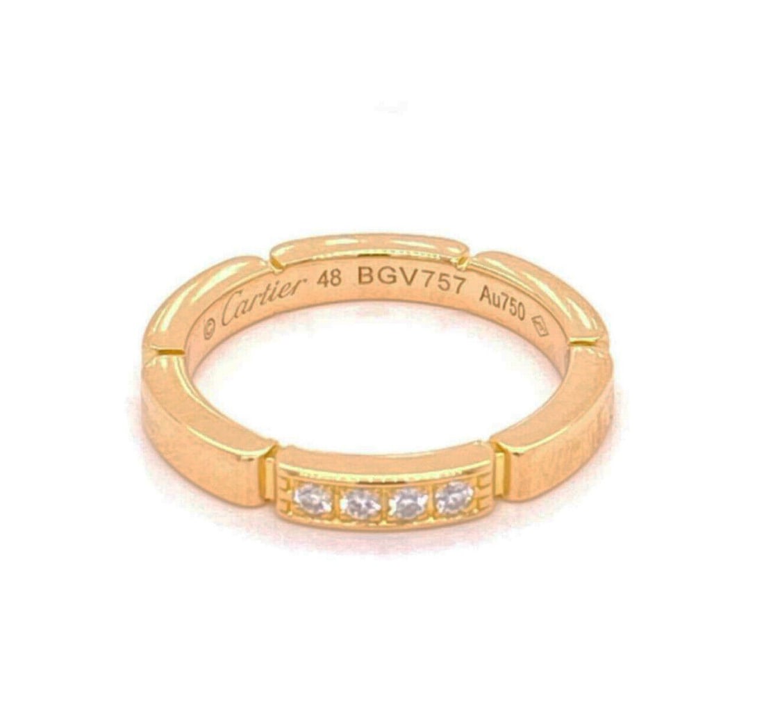 Cartier Maillon Panthere 18k Rose Gold Diamond Ring Size 48 with Certificate: Cartier Maillon Panthere 18k Rose Gold Diamond Ring Size 48 with Certificate Pre-owned Cartier Maillon Panthere Diamond ring in 18k rose gold, featuring a link-inspired band set with natural diamonds.