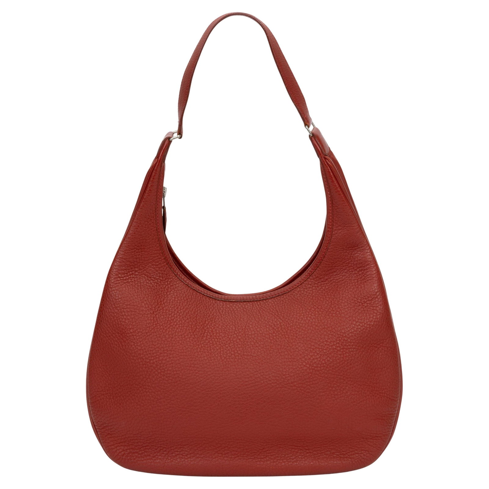 Hermes Gao Red Leather Hobo Shoulder Bag: Hermes Gao Red Leather Hobo Shoulder Bag This Hermes Gao hobo shoulder bag is crafted from red leather and features palladium hardware. The interior is lined with toile fabric, offering a refined and 