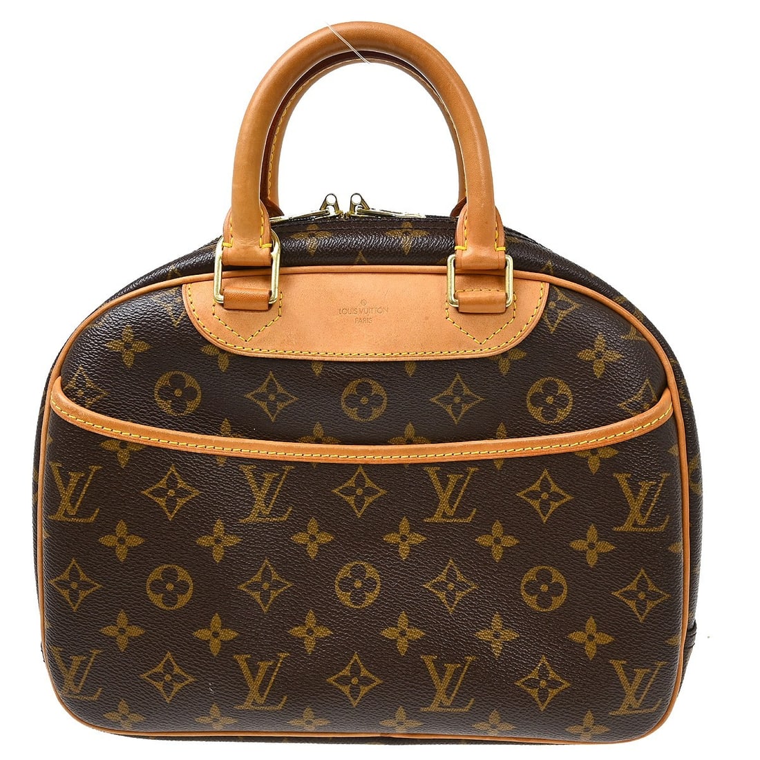 Louis Vuitton Trouville Monogram Canvas Handbag M42228 Brown: Louis Vuitton Trouville Monogram Canvas Handbag M42228 Brown Vintage Louis Vuitton Trouville handbag in brown monogram canvas and leather with double handles and a zip closure. The bag features logo a