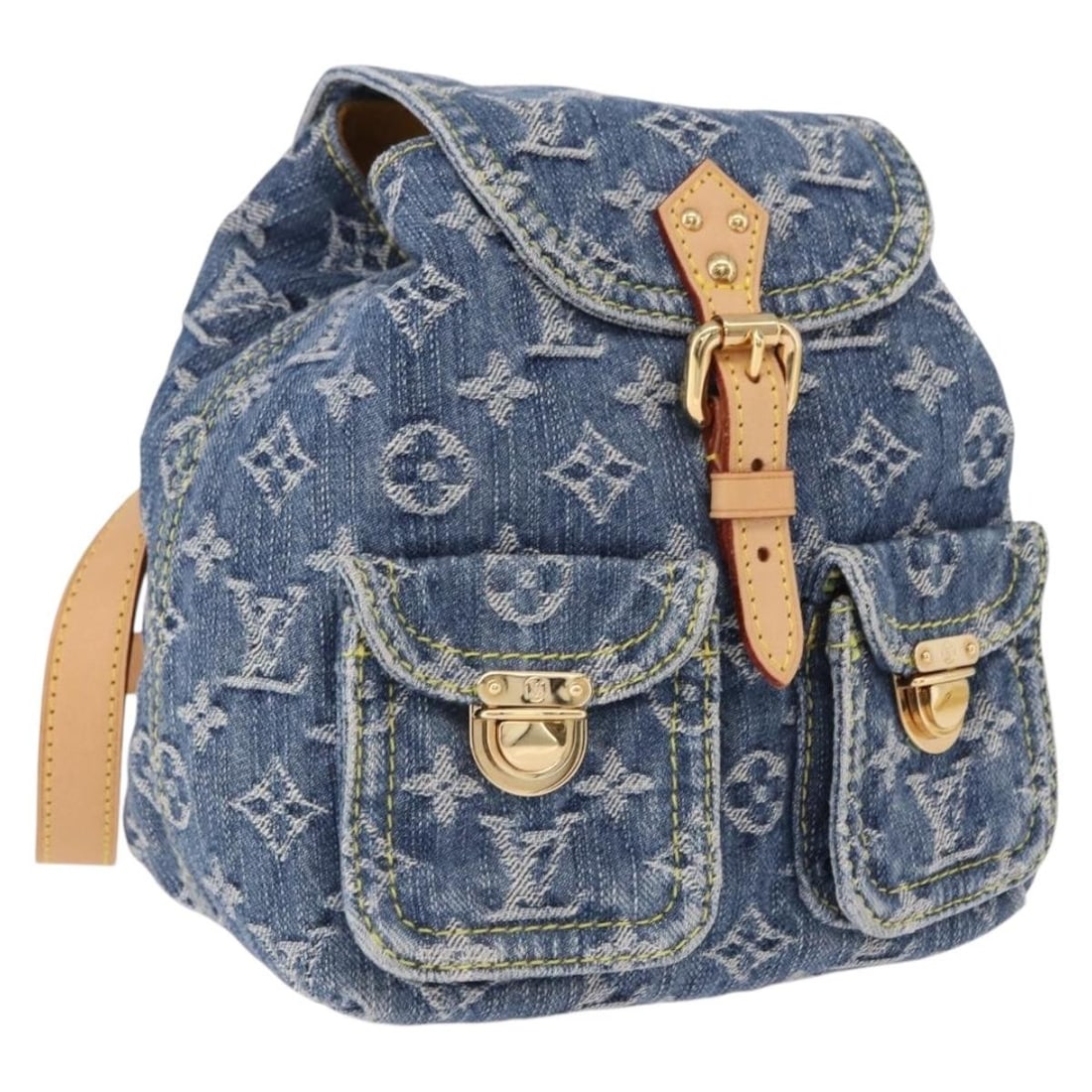Louis Vuitton Sac A Dos PM Monogram Denim Backpack Blue: Louis Vuitton Sac A Dos PM Monogram Denim Backpack Blue A Louis Vuitton Sac A Dos PM backpack in blue Monogram Denim Canvas. It comes with a dust bag and was made in Spain. The bag is described as bei
