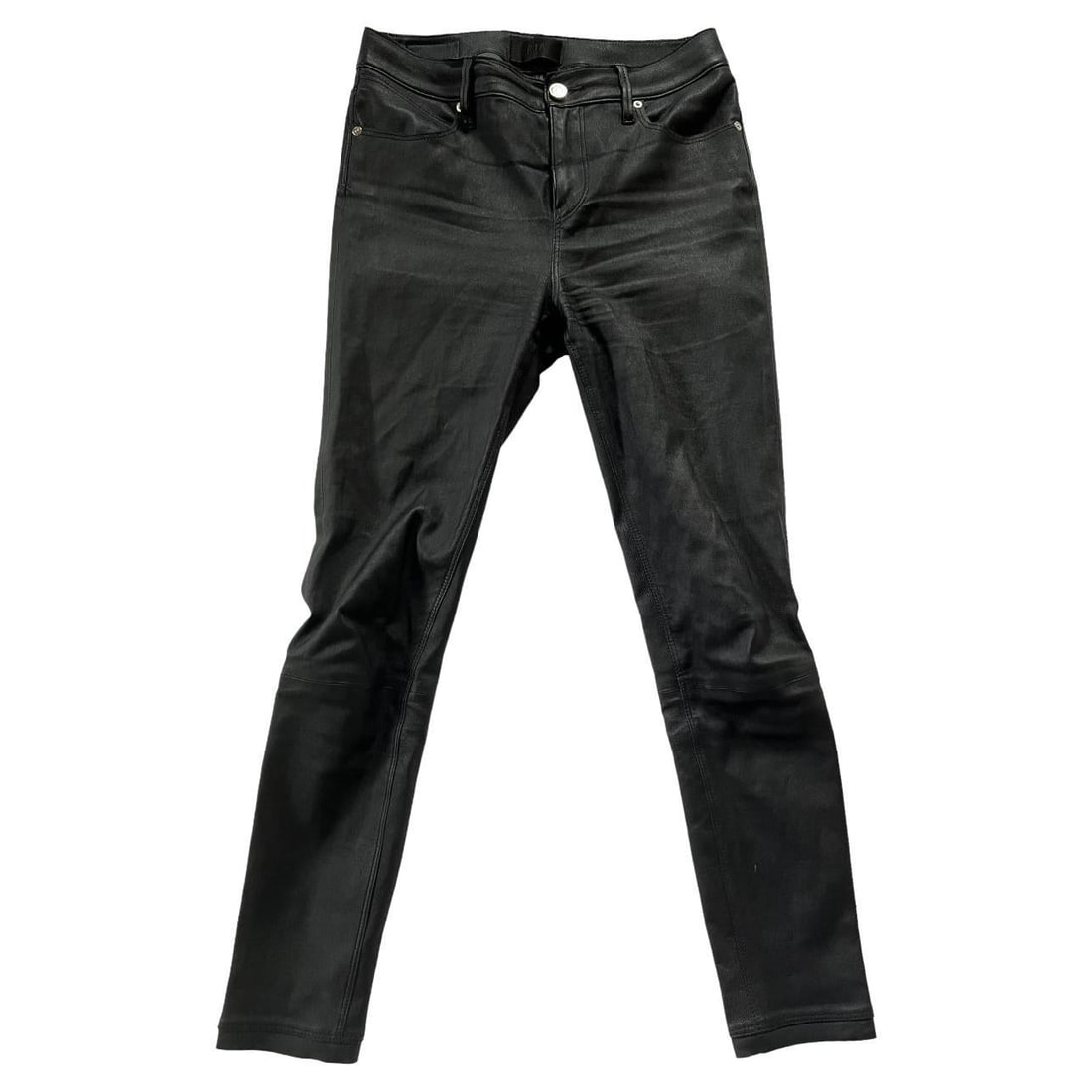 RtA lambskin skinny pants navy mid rise size 27 (1 of 8)