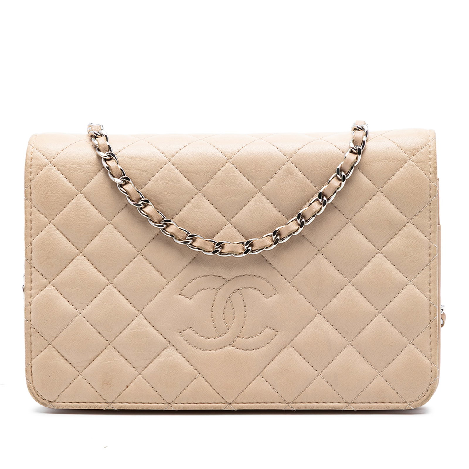 Chanel Wallet On Chain Beige Quilted Lambskin Crossbody Bag (1 of 6)
