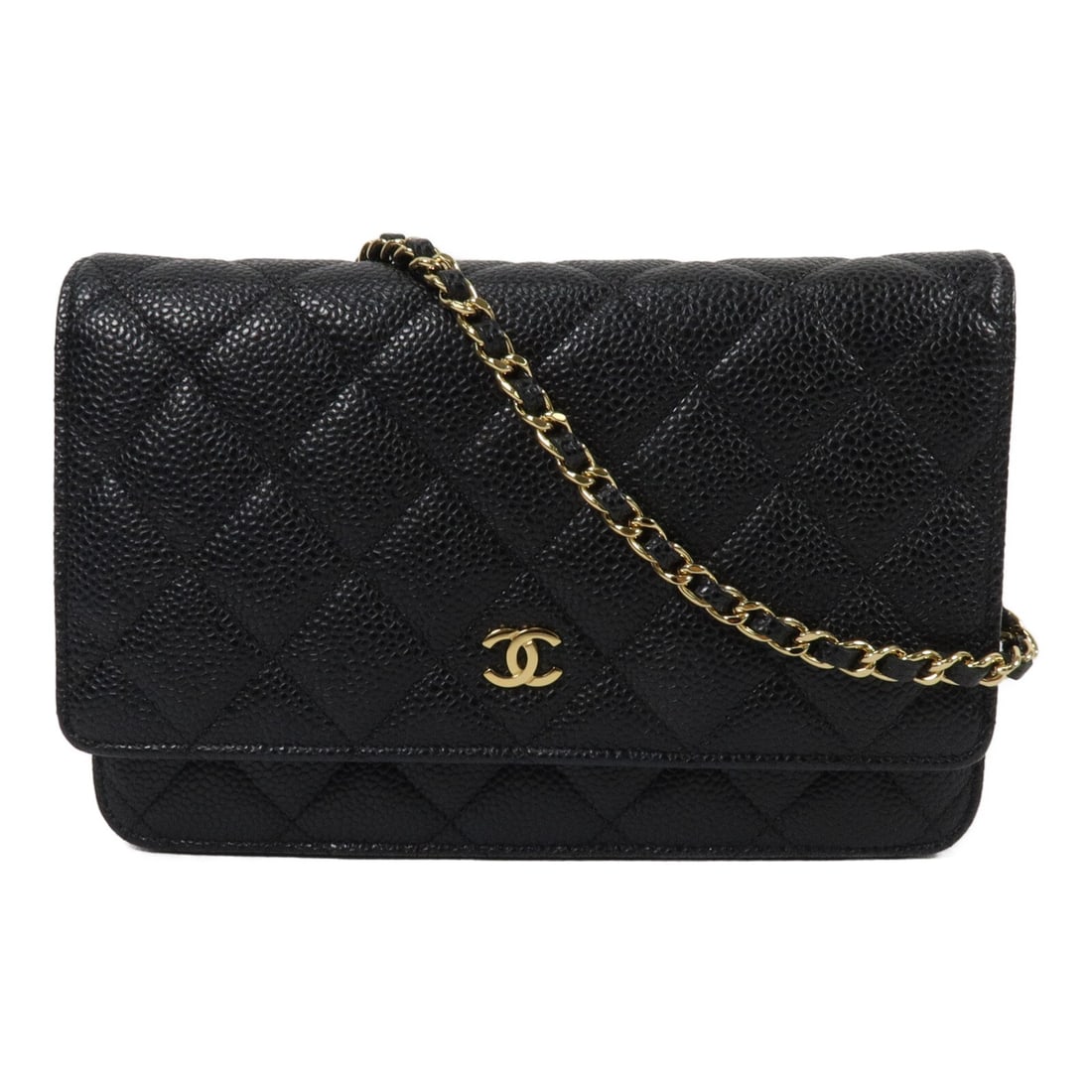 CHANEL A33814 WOC Shoulder Bag Black Calfskin CC SHW: CHANEL A33814 WOC Shoulder Bag Black Calfskin CC SHW Chanel Wallet on Chain shoulder bag in black calfskin leather with CC detailing and silver-tone hardware. This women's shoulder bag features a hook