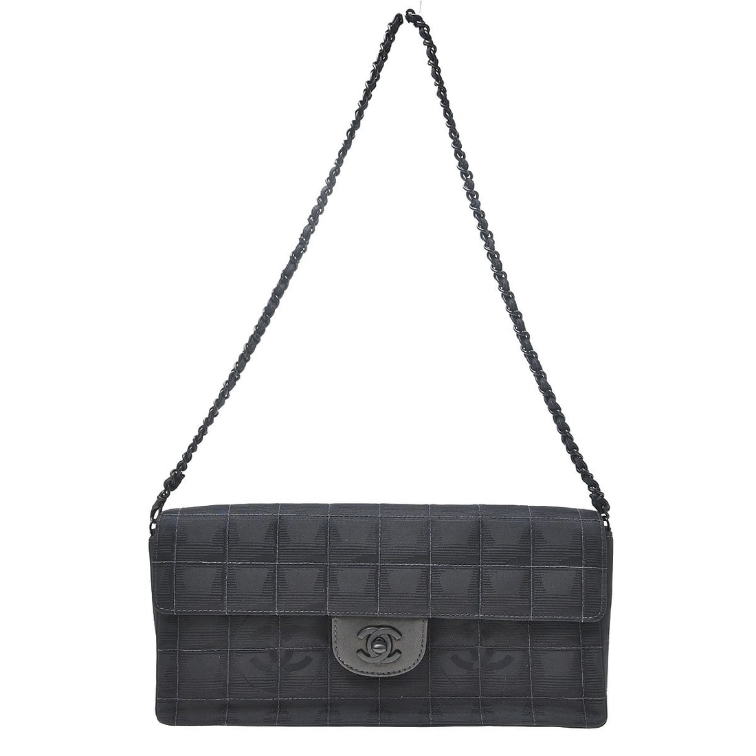 Chanel Travel Line Flap Black Nylon Shoulder Bag: Chanel Travel Line Flap Black Nylon Shoulder Bag Chanel Travel Line Flap bag in black quilted nylon, made in France. The bag is described as very good condition with light scratching on the exterior. 