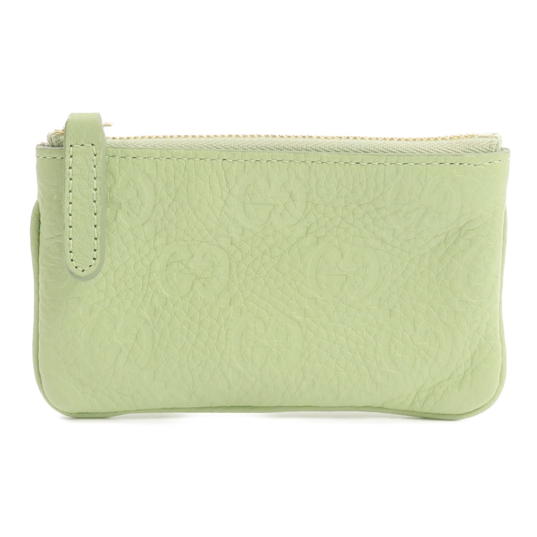 Gucci 815891 GG Emblem green calfskin coin purse key case: Gucci 815891 GG Emblem green calfskin coin purse key case Gucci GG Emblem key and coin case in green calfskin leather. This women's coin purse features a compact design with a fastener pocket and a ho