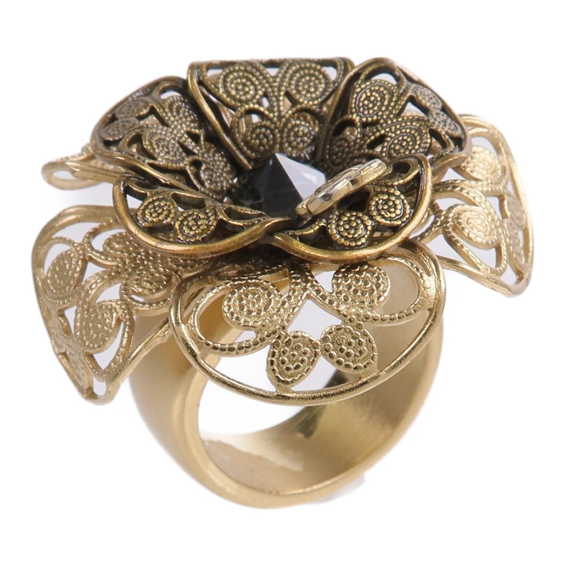 Gold Tone Metal CC Ring by CHANEL Size 6.25: Gold Tone Metal CC Ring by CHANEL Size 6.25 CHANEL CC ring in gold-tone metal, designed for women and sized US 6.25. The ring features a CC motif and is described as being in very good AB condition. M