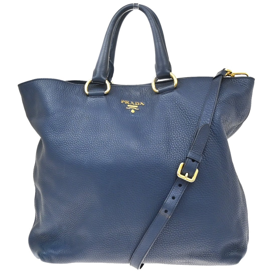 Prada Convertible Shopper Tote Navy Leather Handbag: Prada Convertible Shopper Tote Navy Leather Handbag Prada Convertible Shopper Tote in navy leather. This women's bag is presented in good condition with light wear throughout, including light scuffs, 