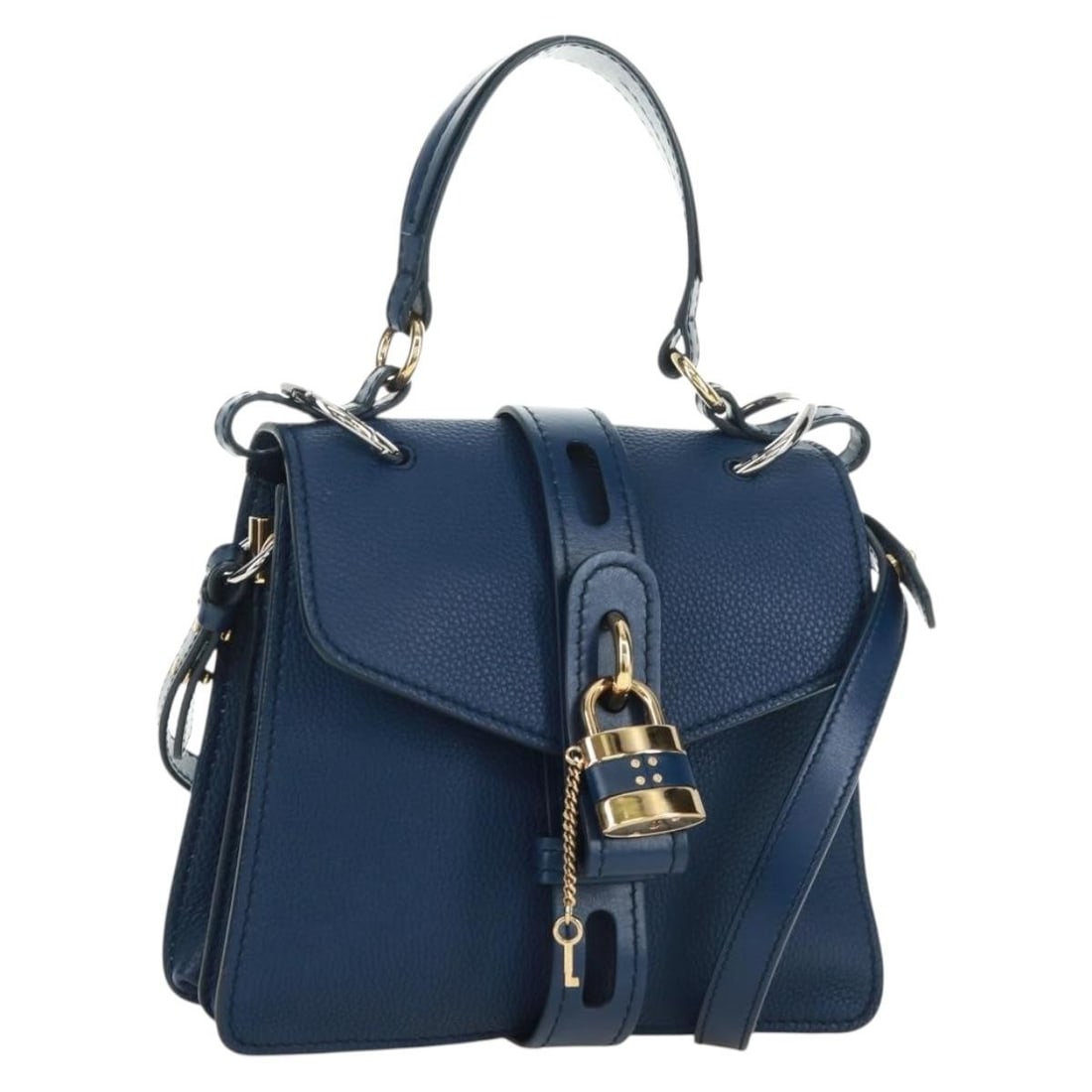 Chloe Abbey Smallday 2way Leather Hand Bag Blue Italy: Chloe Abbey Smallday 2way Leather Hand Bag Blue Italy Chloe Abbey Smallday 2-way handbag in blue leather with gold and silver-tone accents. Made in Italy, this women's handbag includes a dust bag and 