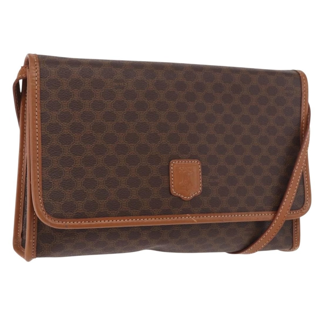 Celine Vintage Macadam Unisex Canvas Shoulder Bag Brown: Celine Vintage Macadam Unisex Canvas Shoulder Bag Brown Vintage Celine Macadam bag in brown canvas with leather trim. This unisex piece is made in Italy and shows fair overall condition with visible w