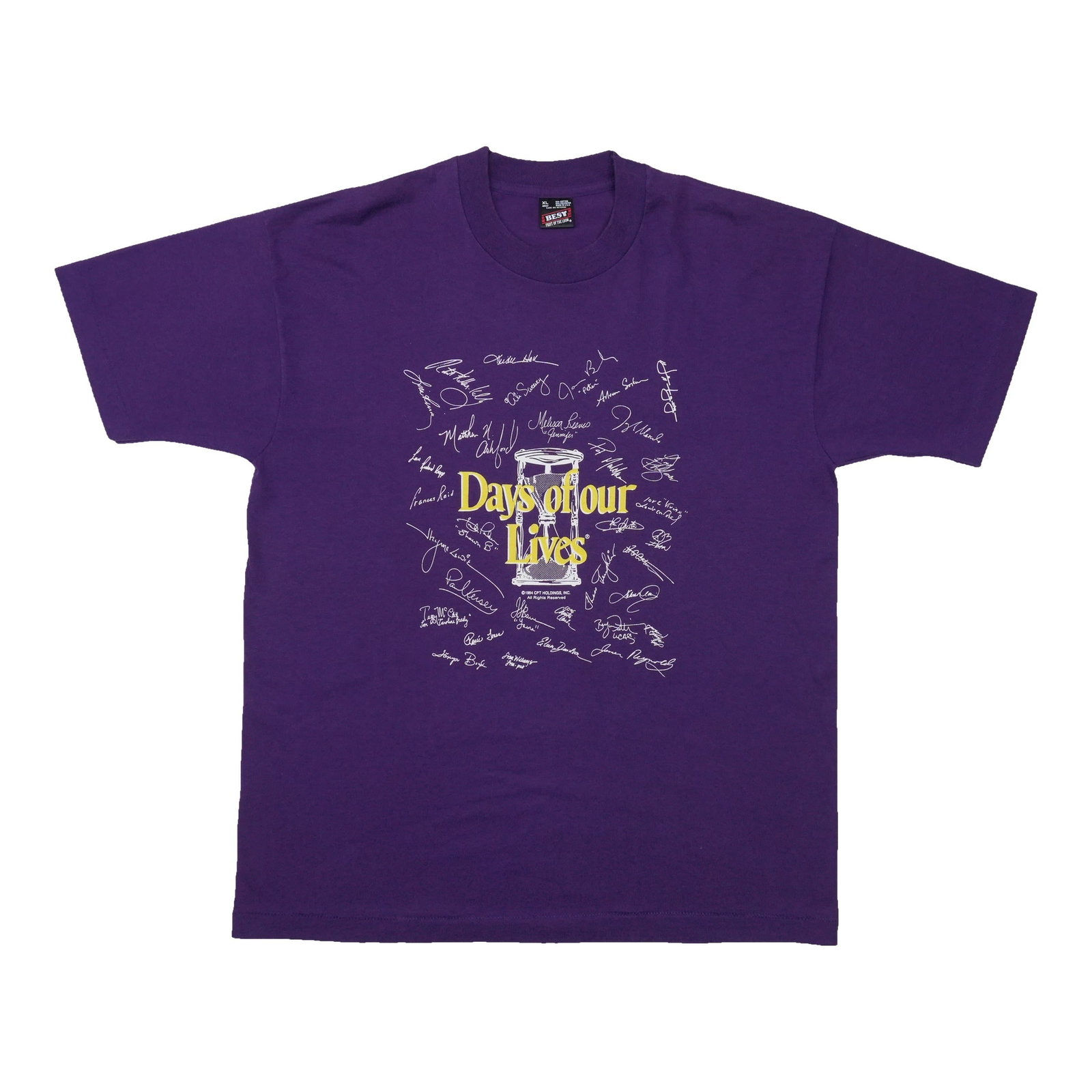 Vintage 1994 Days Of Our Lives Purple Cast Signature T Shirt XL: Vintage 1994 Days Of Our Lives Purple Cast Signature T Shirt XL Original vintage 1994 Days Of Our Lives cast signatures shirt in excellent condition. This true vintage tee is not a modern reproduction