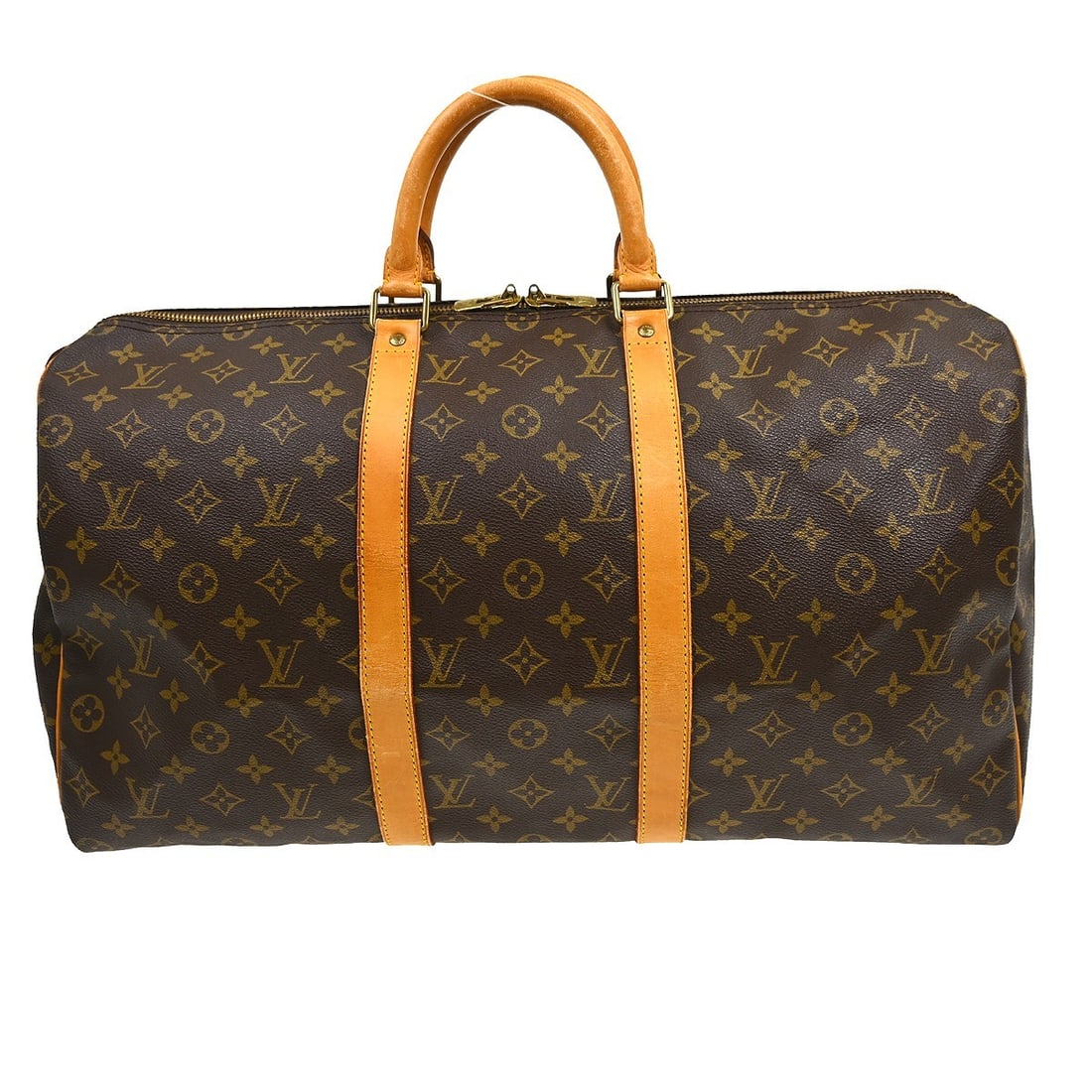 Louis Vuitton Keepall unisex brown canvas travel bag: Louis Vuitton Keepall unisex brown canvas travel bag Louis Vuitton Keepall Monogram travel bag in brown canvas. This unisex piece is made in France and remains in good condition overall, with visible 