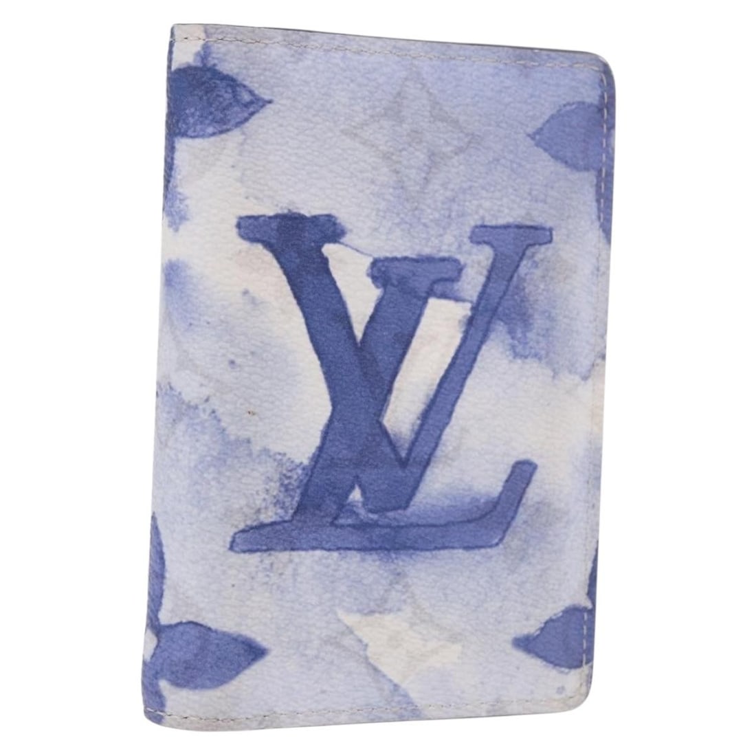 Louis Vuitton M80455 blue monogram canvas card case with box: Louis Vuitton M80455 blue monogram canvas card case with box Louis Vuitton Organizer De Poch card case in blue Monogram watercolor canvas. Made in Spain, this compact piece includes the dust bag and i