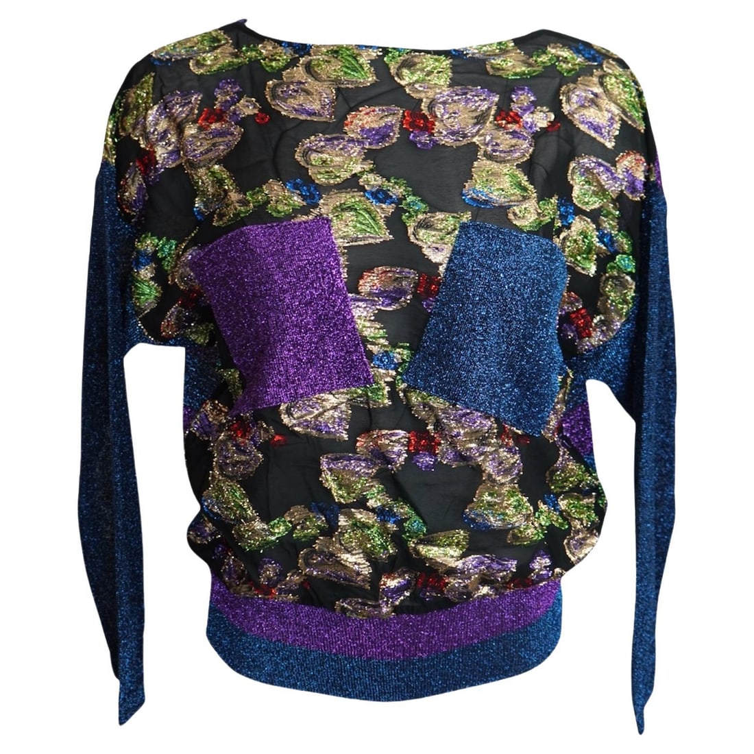 Sambucari sheer metallic woven blouse size M Italian: Sambucari sheer metallic woven blouse size M Italian Italian metallic woven sheer blouse by Sambucari, presented in excellent condition. The blouse is marked size M and has a length of 24.5 in with a 