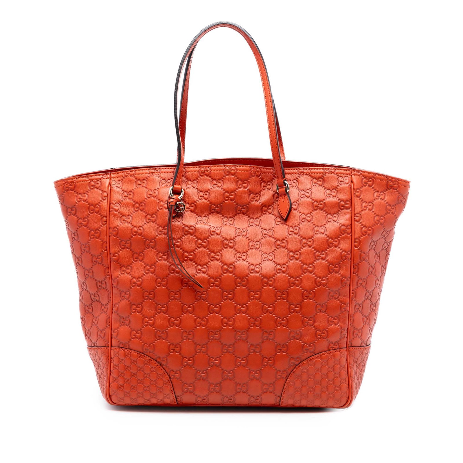 Gucci Guccissima Bree Orange Embossed Leather Tote Bag: Gucci Guccissima Bree Orange Embossed Leather Tote Bag This Gucci Guccissima Bree Tote features an embossed leather exterior in orange with flat leather handles and a top zip closure. The interior inc