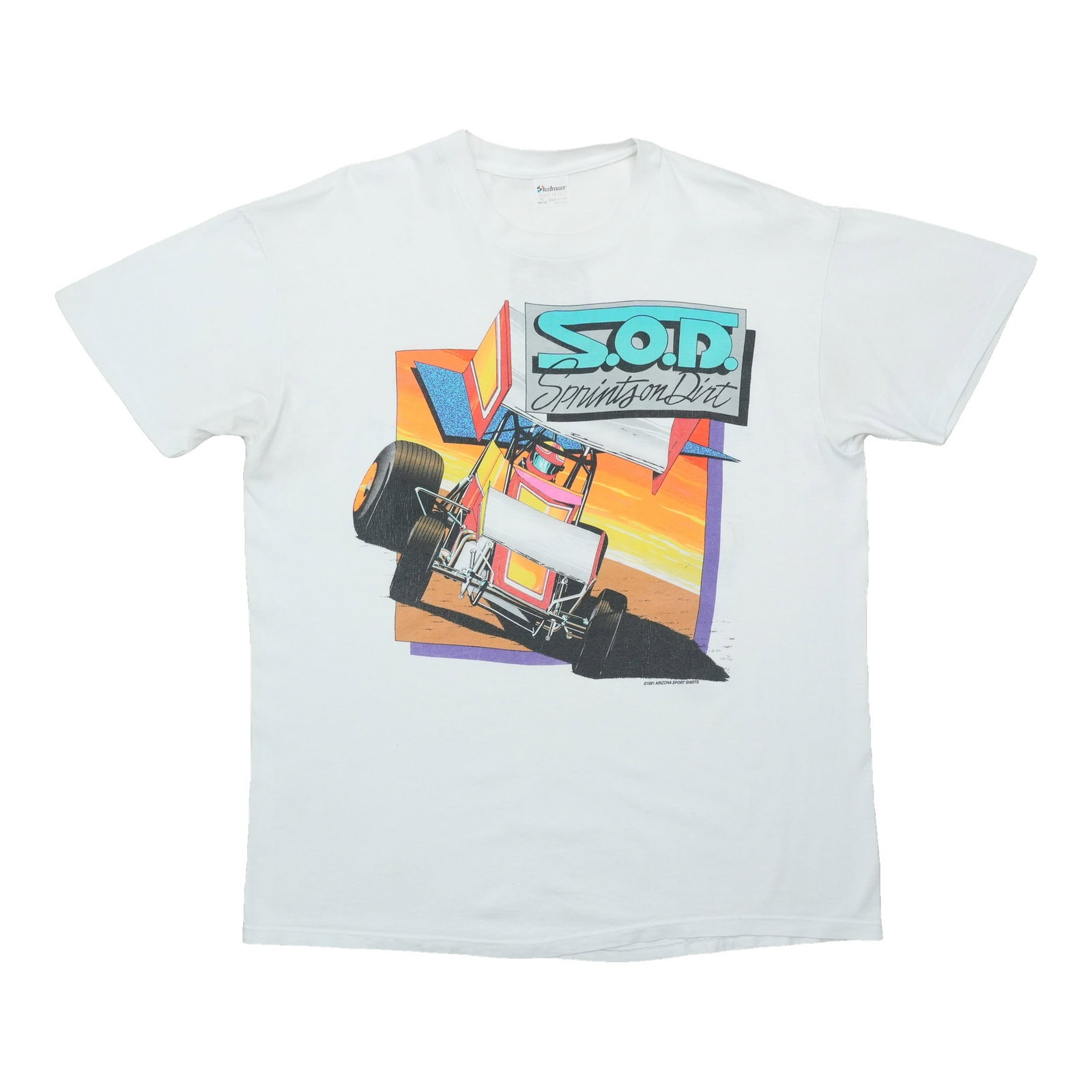 Vintage 1990s Sprint Car Racing T Shirt White XL (1 of 5)