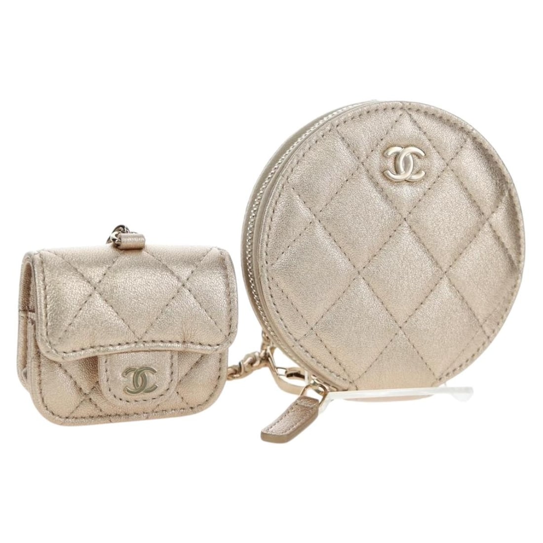 CHANEL Matelasse Leather AirPods Pro Pouch Case Gold CC (1 of 18)
