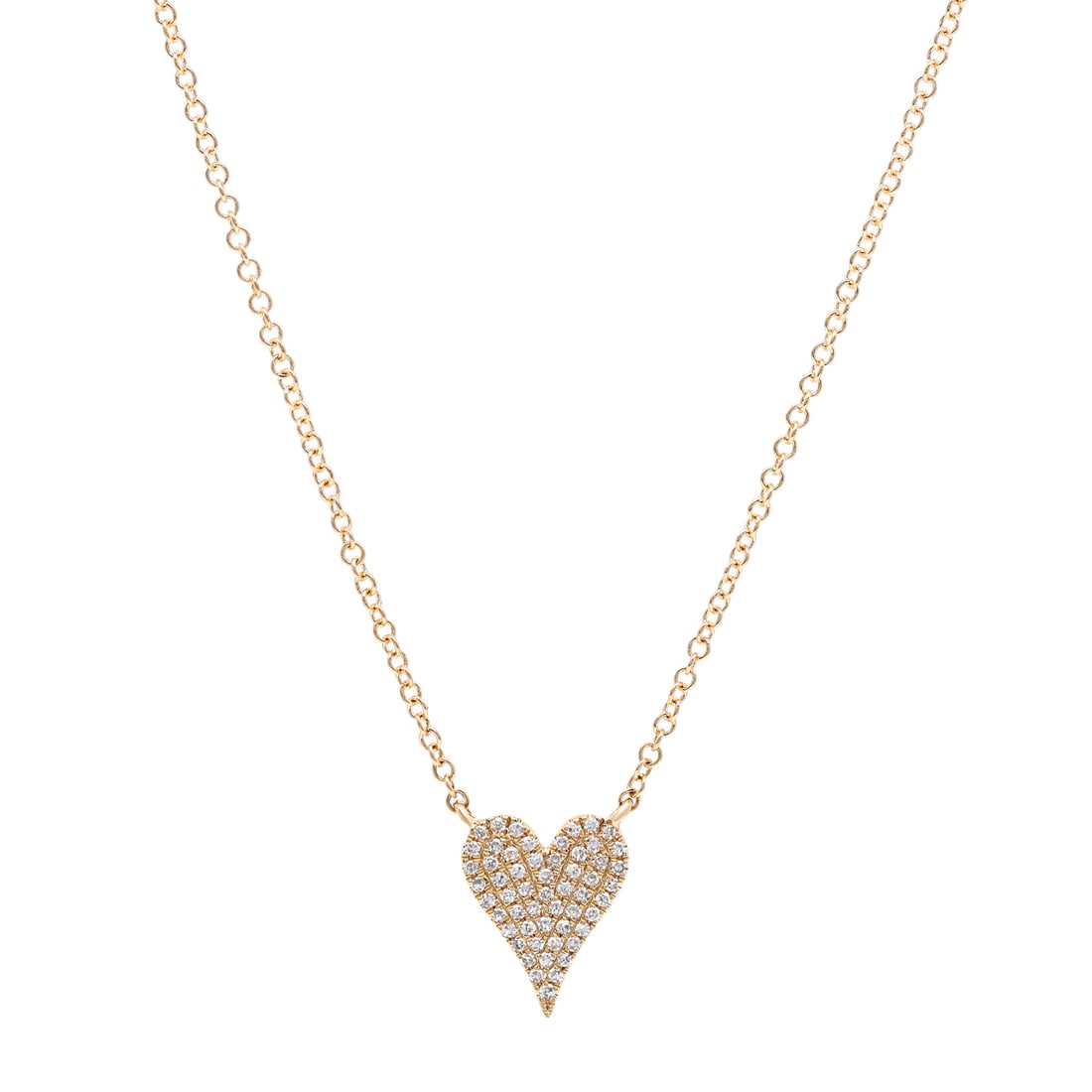 Rachel Koen 14K Yellow Gold Heart Pendant Necklace with 0.11Cttw Diamonds (1 of 5)