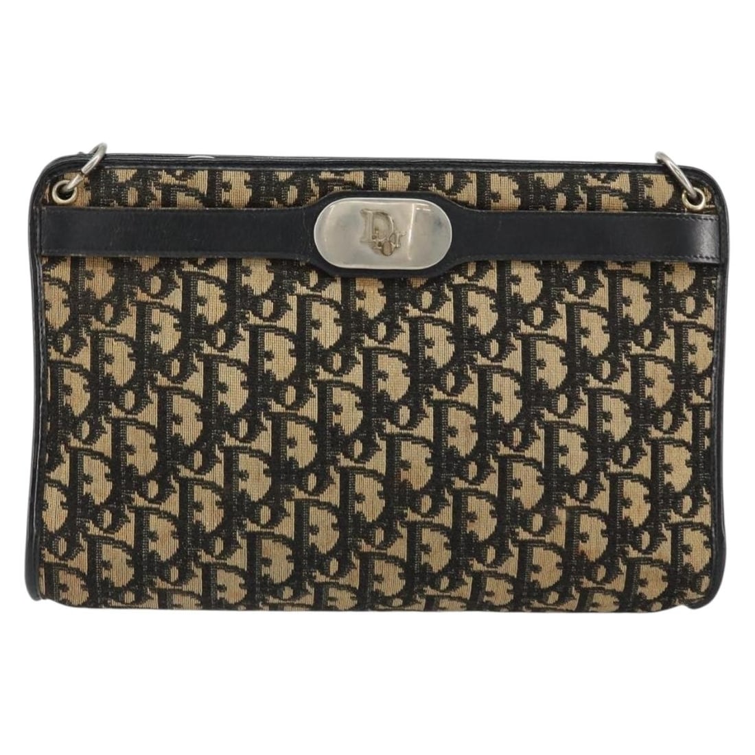Christian Dior Vintage Trotter Navy Canvas Shoulder Bag: Christian Dior Vintage Trotter Navy Canvas Shoulder Bag This Christian Dior Vintage Trotter shoulder bag is crafted from navy canvas, designed for female use. It features a classic silhouette with a s