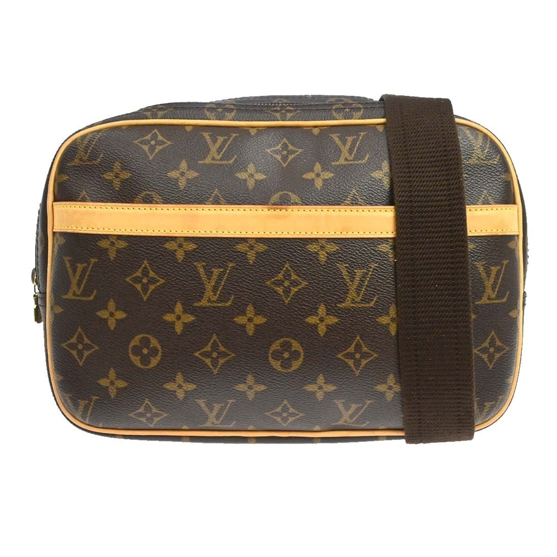 Louis Vuitton Reporter PM Monogram Crossbody Bag M45254: Louis Vuitton Reporter PM Monogram Crossbody Bag M45254 Vintage Louis Vuitton Reporter PM shoulder bag in brown Monogram canvas with leather trim. This small bag features a zip closure, adjustable cro
