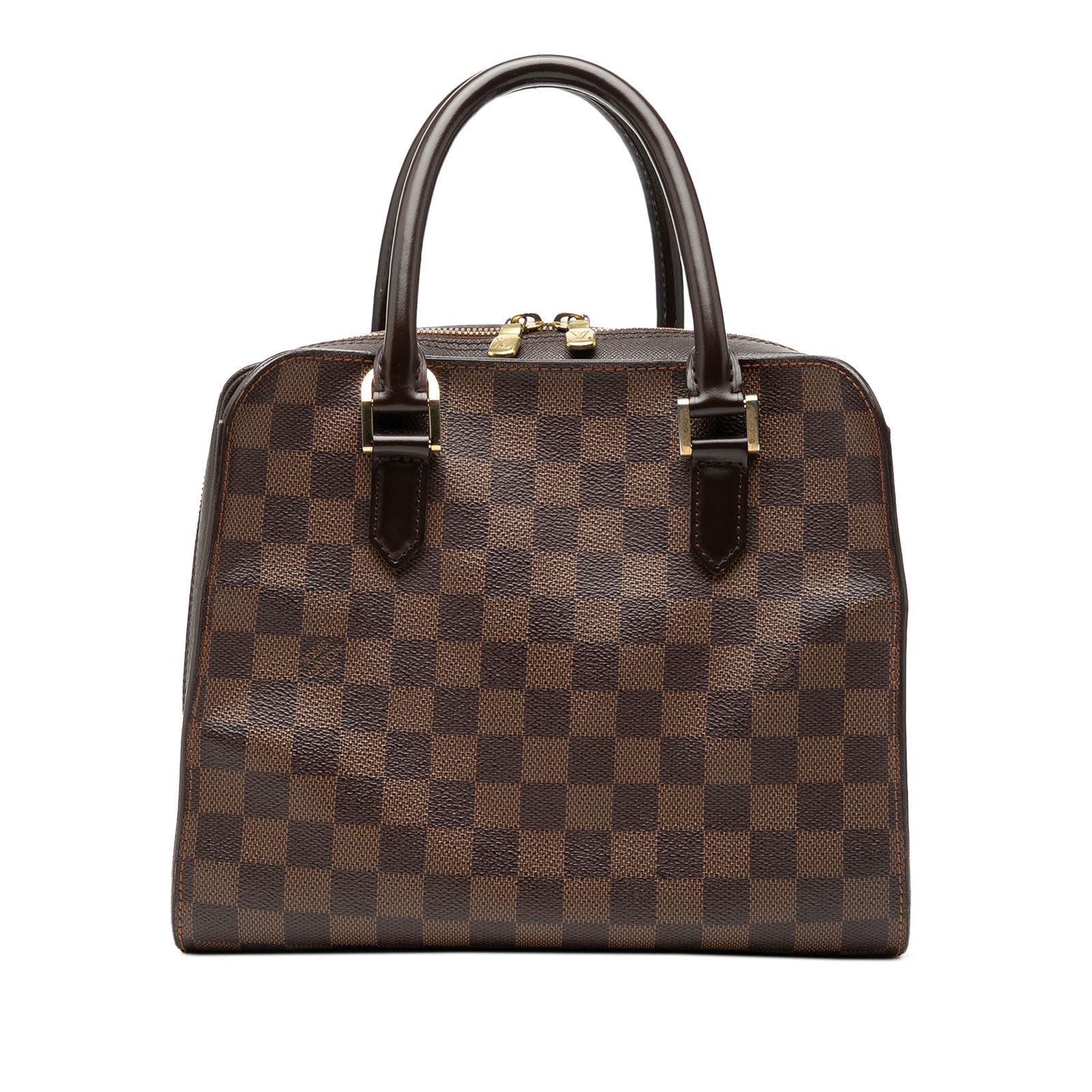 Louis Vuitton Triana Damier Ebene Brown Canvas Bag: Louis Vuitton Triana Damier Ebene Brown Canvas Bag The Louis Vuitton Damier Ebene Triana is a brown handbag crafted from signature Damier canvas and features rolled leather handles. It is designed wit
