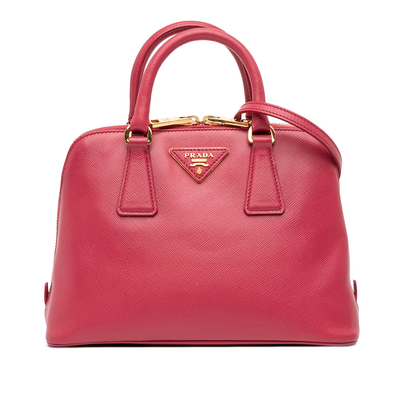 Prada Small Saffiano Lux Promenade Satchel Pink Leather Bag: Prada Small Saffiano Lux Promenade Satchel Pink Leather Bag This Prada Small Saffiano Lux Promenade Satchel is a stylish and practical accessory crafted from premium saffiano leather. It features roll