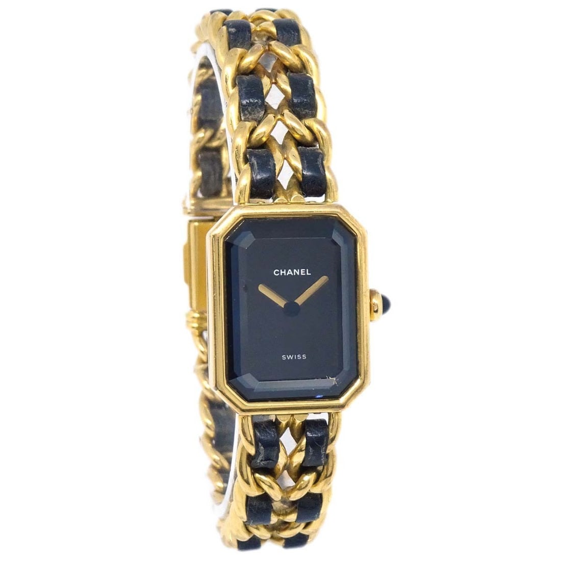 Chanel Premiere XL Women's Quartz Wristwatch Gold Plated Swiss Made: Chanel Premiere XL Women's Quartz Wristwatch Gold Plated Swiss Made Women's CHANEL Premiere wristwatch with a quartz movement and analog display. It features a black and gold color scheme, a gold plat
