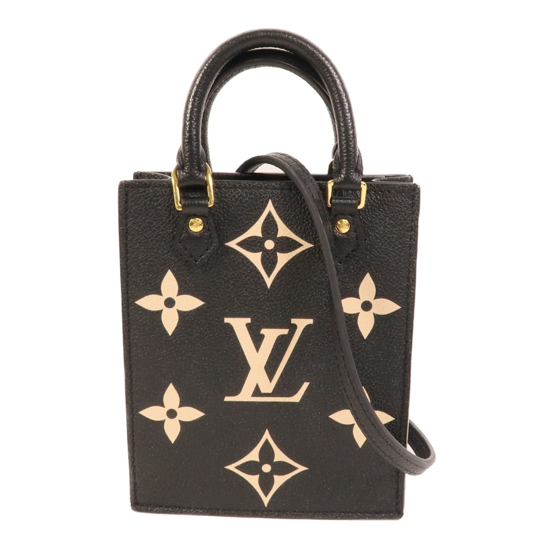 Louis Vuitton M57937 Petit Sac Plat Monogram Empreinte 2way Bag: Louis Vuitton M57937 Petit Sac Plat Monogram Empreinte 2way Bag Louis Vuitton Petit Sac Plat 2Way Shoulder Handbag, model M57937, in Monogram Empreinte and calfskin (cowhide). This women's bag is pres