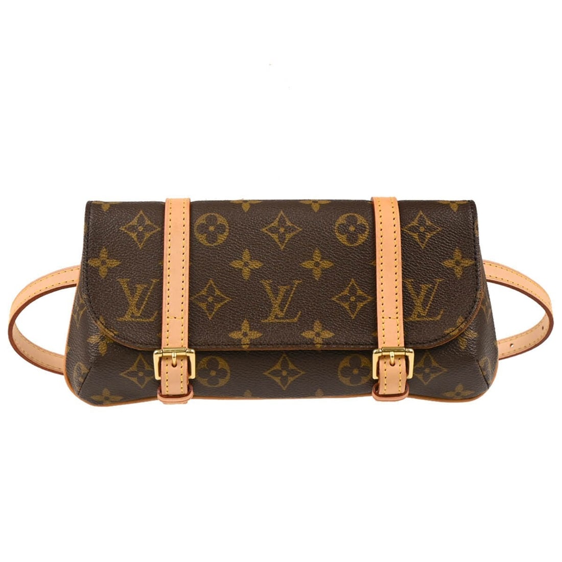Louis Vuitton Marelle Monogram Canvas Belt Bag M51159: Louis Vuitton Marelle Monogram Canvas Belt Bag M51159 Vintage Louis Vuitton Pochette Marelle belt bum bag in brown Monogram canvas with leather trim and a beige buckle strap. This women's bag features