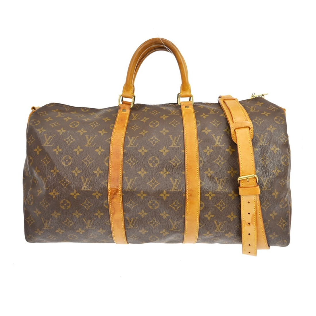 Louis Vuitton Keepall Bandouliere 50 Monogram Travel Bag M41416: Louis Vuitton Keepall Bandouliere 50 Monogram Travel Bag M41416 This Louis Vuitton Keepall Bandouliere 50 is a vintage travel handbag in Monogram canvas with leather handle/strap material and a zip cl