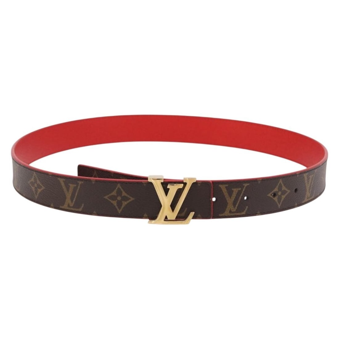 Louis Vuitton Ceinture LV Initials Monogram Canvas Belt Red: Louis Vuitton Ceinture LV Initials Monogram Canvas Belt Red Louis Vuitton Monogram Ceinture LV Initials belt in red monogram canvas. This women's belt is made in Spain and comes with a dust bag and it
