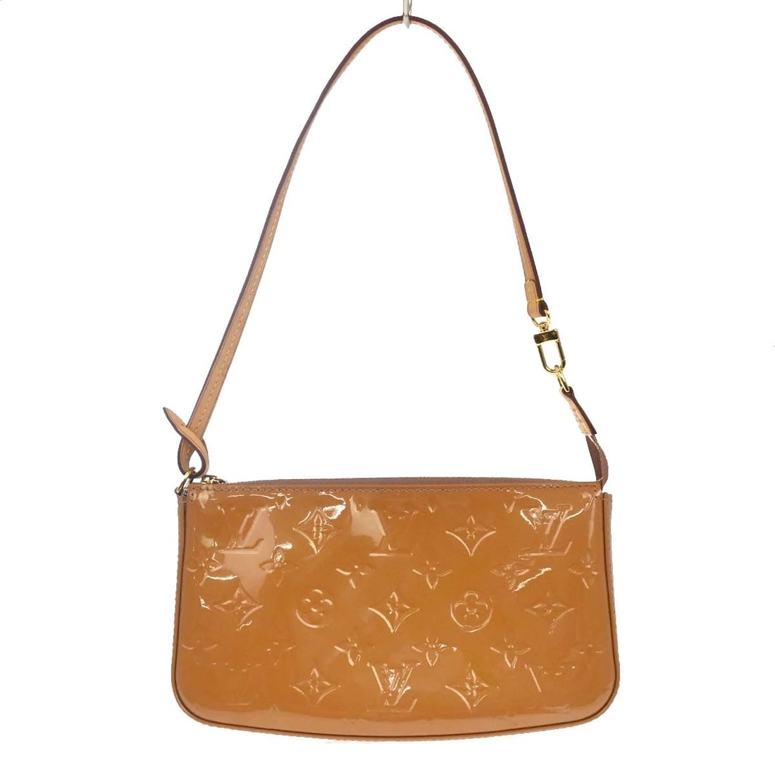 Louis Vuitton Lexington Beige Monogram Vernis Patent Leather Handbag: Louis Vuitton Lexington Beige Monogram Vernis Patent Leather Handbag Vintage Louis Vuitton Lexington pouch in beige Monogram Vernis with a top handle and zip closure. This small handbag is made in Fra