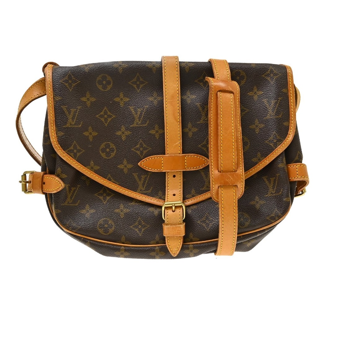 Louis Vuitton Saumur Monogram Canvas Shoulder Bag Brown: Louis Vuitton Saumur Monogram Canvas Shoulder Bag Brown Louis Vuitton Saumur monogram bag in brown canvas with a unisex design. Made in France, this piece is in fair condition with visible wear throug