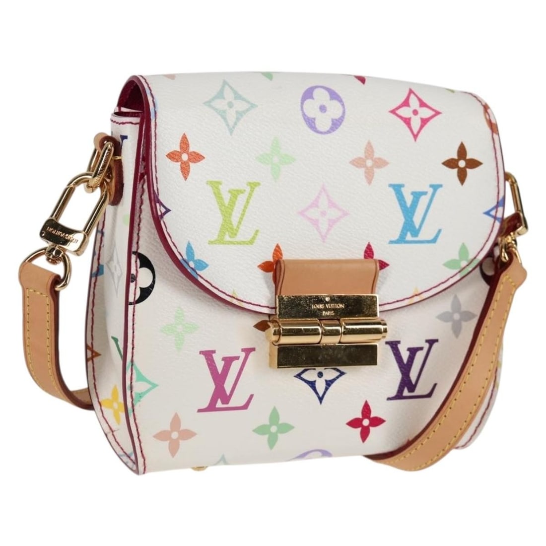 Louis Vuitton M40660 Heart Breaker White Monogram Multicolor Shoulder Bag: Louis Vuitton M40660 Heart Breaker White Monogram Multicolor Shoulder Bag Louis Vuitton Heart Breaker Bag in Monogram Multicolor Canvas with a white exterior. This women's shoulder bag was made in Fra