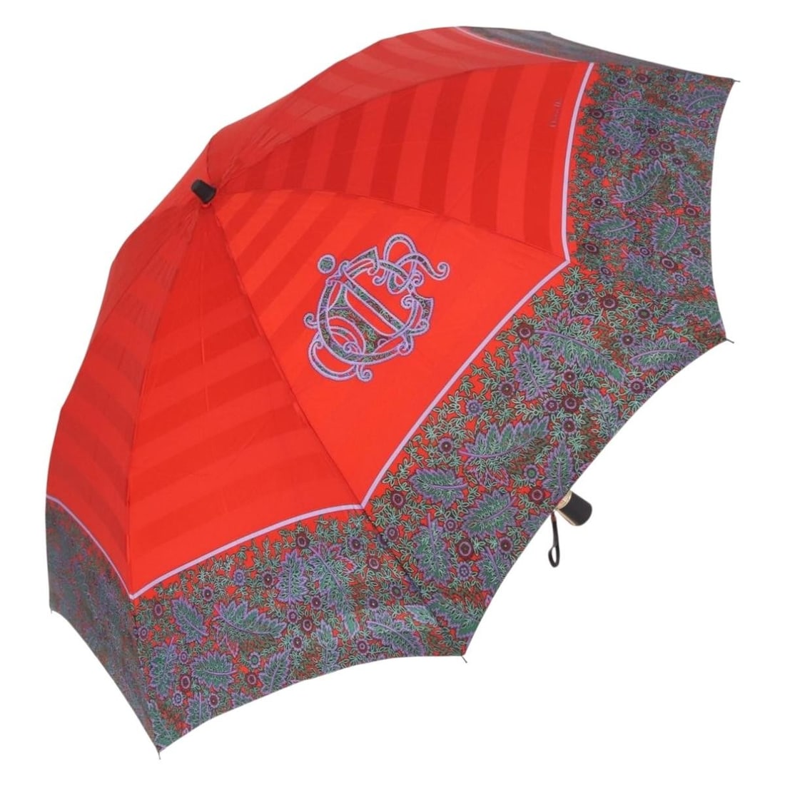 Christian Dior red gold polyester folding umbrella made in Japan (1 of 14)