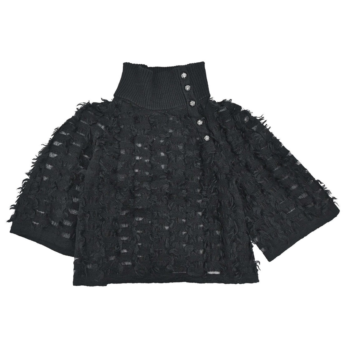 CHANEL Black Knit Long Sleeve Top Size 40 Italy: CHANEL Black Knit Long Sleeve Top Size 40 Italy Chanel women's top in black, made in Italy from a knit blend of 59% mohair, 38% nylon, and 3% wool. It features a round neck, long sleeves, and a regula