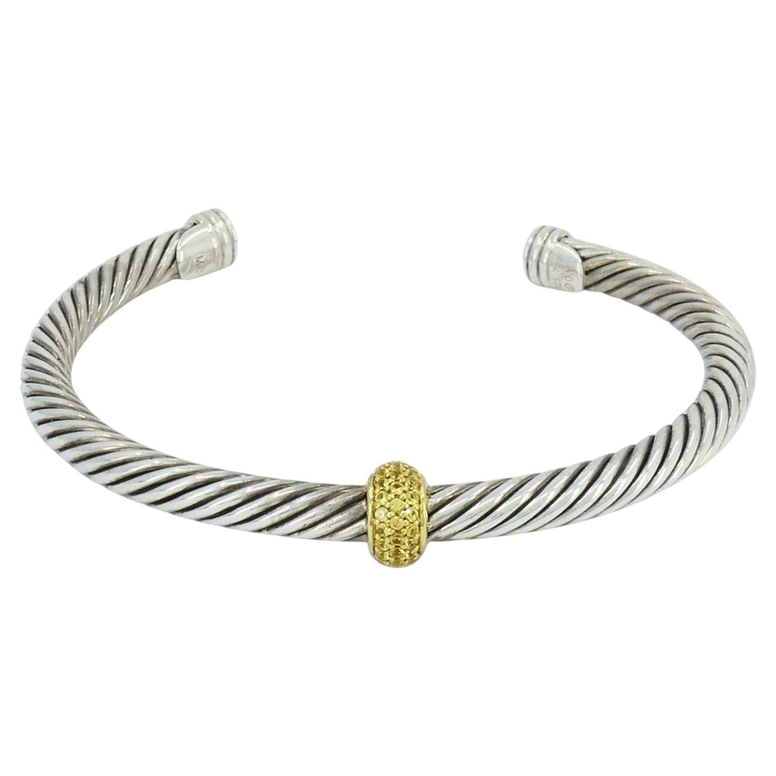 David Yurman cable cuff bracelet in 18k gold silver with yellow sapphire (1 of 10)