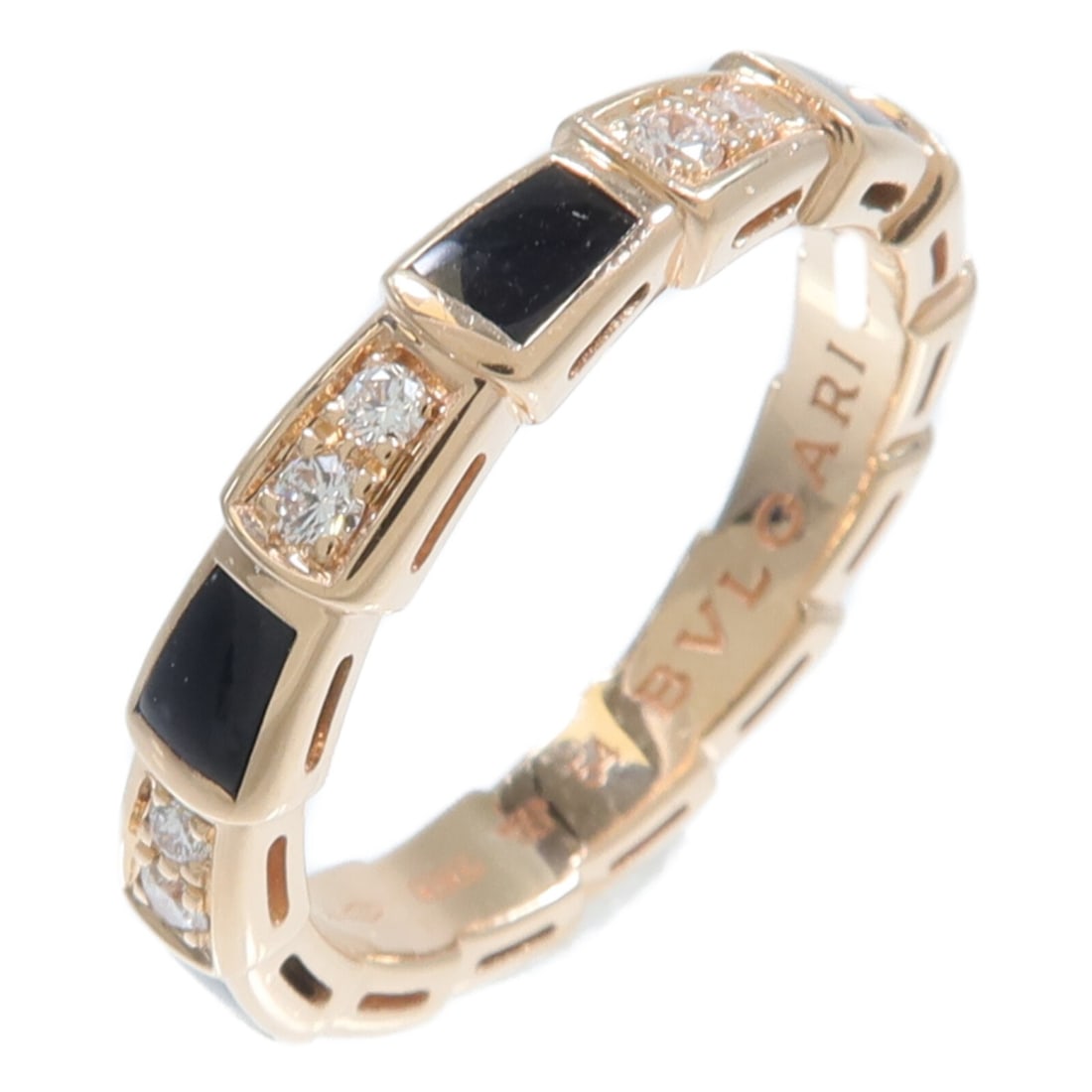 BVLGARI Serpenti Viper 18K Pink Gold Onyx Ring Size 6.5: BVLGARI Serpenti Viper 18K Pink Gold Onyx Ring Size 6.5 BVLGARI Serpenti Viper Ring in 18K pink gold with onyx accents. The ring is US size 6.5 and is engraved 54. It is described as BrownxGold/Black 